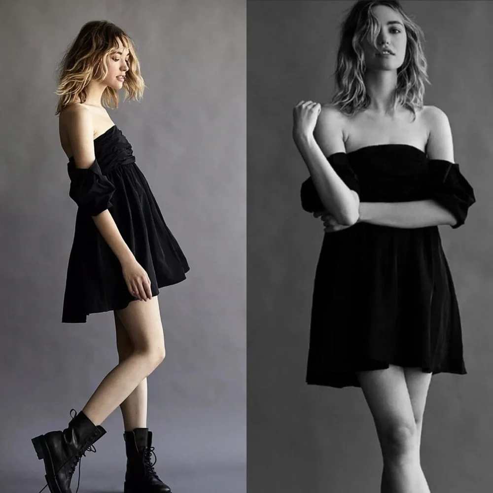 Free People Mia Square Neck Off Shoulder Mini Party Dress